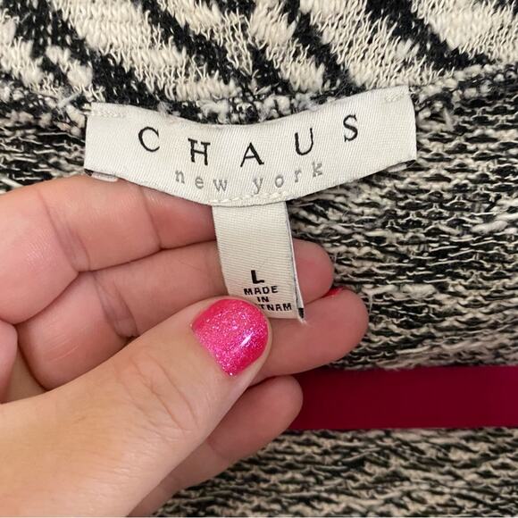 CHAUS • New York Black + White Zebra Print Cowl Neck Top - Picture 4 of 7